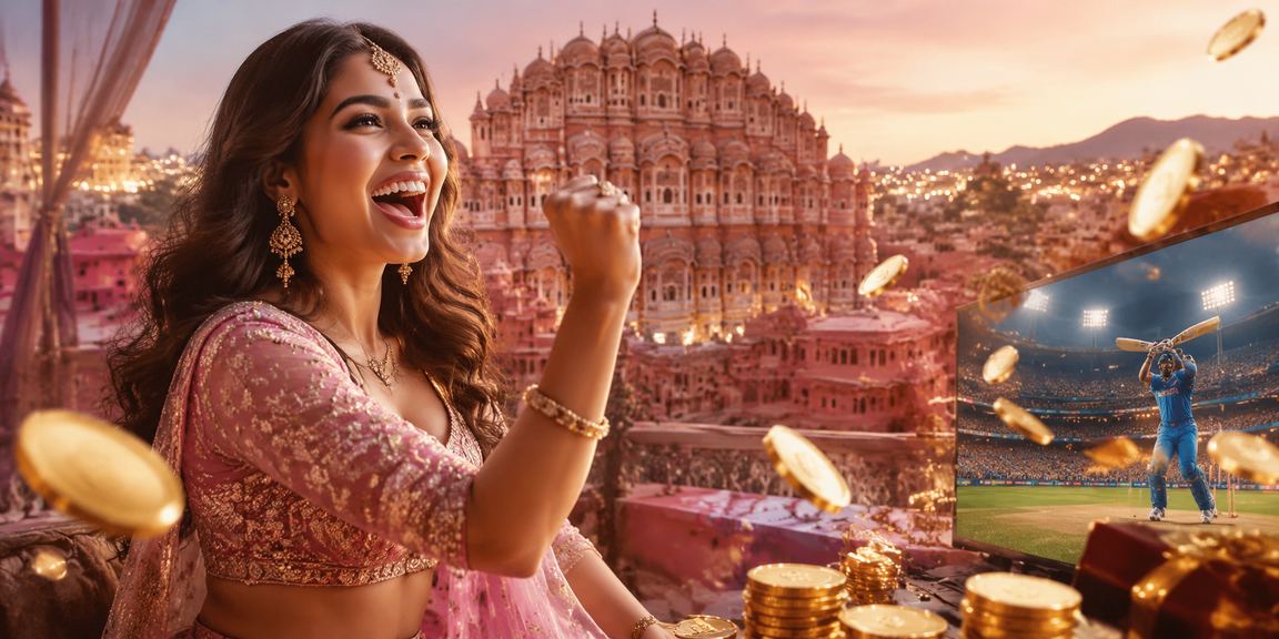 Evening cricket betting and promotional event at Jaipur’s Hawa Mahal with Bollywood theme